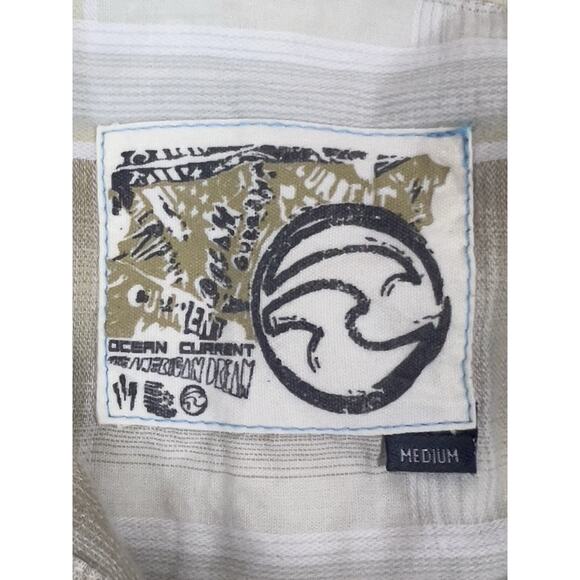 Ocean Current Mens Short Sleeve Large Surfing Plaid Button Up Tan - Picture 5 of 10